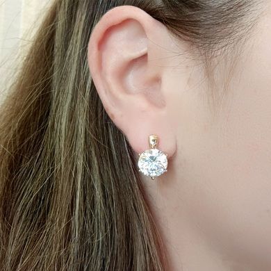 Серьги Xuping белые медицинское золото позолота 18К английский замок А/В 1-4234