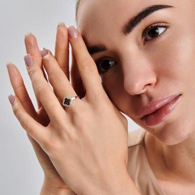 Серебряное кольцо с клевером и золотыми вставками 308к 15