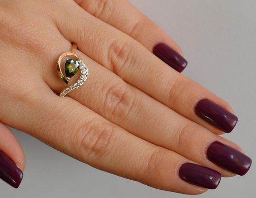 Серебряное кольцо с золотыми вставками 15