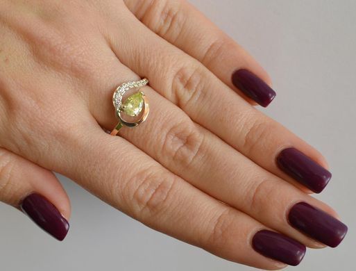 Серебряное кольцо с золотыми вставками 15