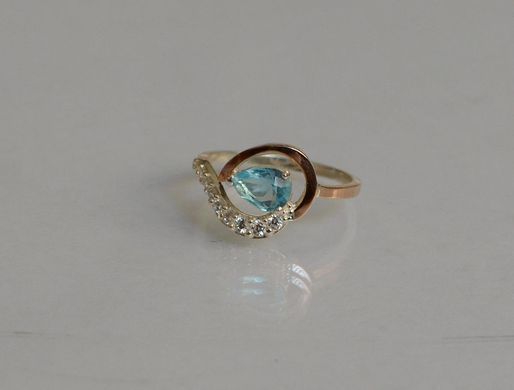 Серебряное кольцо с золотыми вставками 15