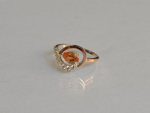 Серебряное кольцо с золотыми вставками 15