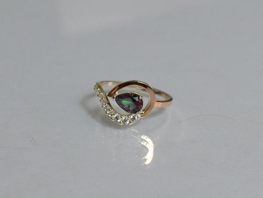 Серебряное кольцо с золотыми вставками 15