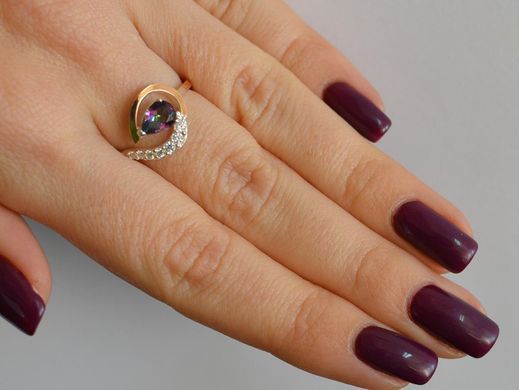 Серебряное кольцо с золотыми вставками 15