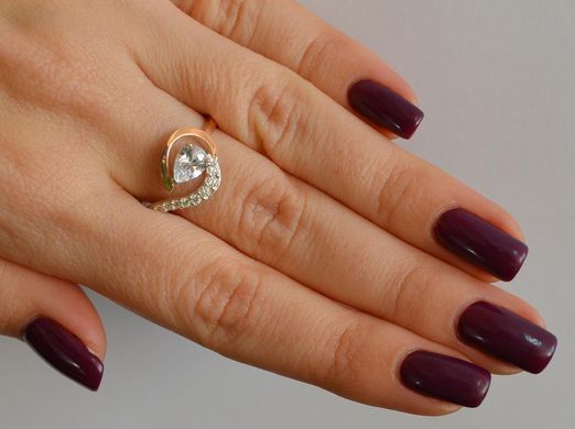 Серебряное кольцо с золотыми вставками 15