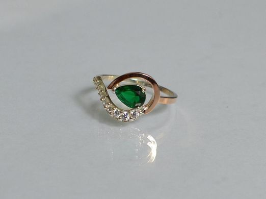 Серебряное кольцо с золотыми вставками 15