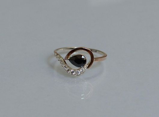 Серебряное кольцо с золотыми вставками 15
