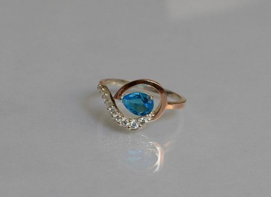 Серебряное кольцо с золотыми вставками 15