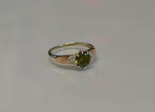 Серебряное кольцо с золотыми вставками 124к 15