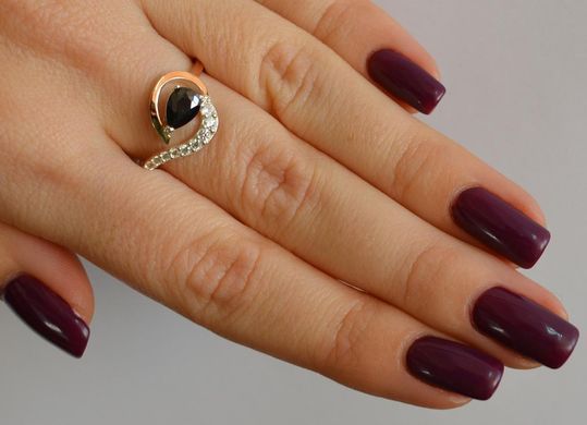Серебряное кольцо с золотыми вставками 15