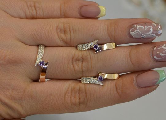 Серебряный набор с накладками золота 093 15