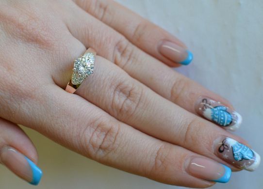 Серебряное кольцо с золотыми вставками 124к 15
