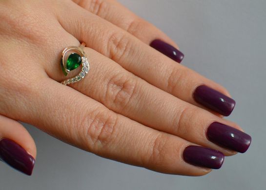 Серебряное кольцо с золотыми вставками 15