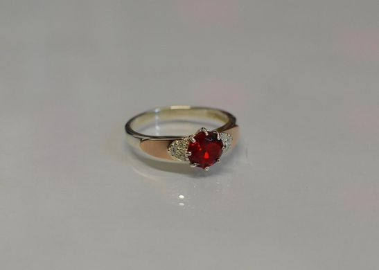 Серебряное кольцо с золотыми вставками 124к 15