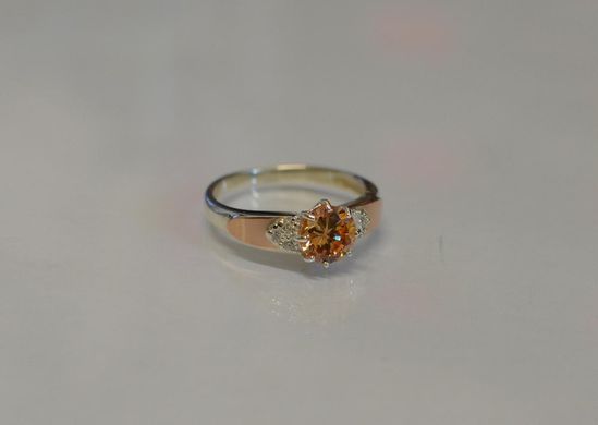Серебряное кольцо с золотыми вставками 124к 15