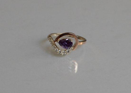 Серебряное кольцо с золотыми вставками 15