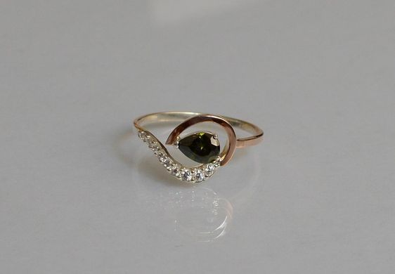 Серебряное кольцо с золотыми вставками 15