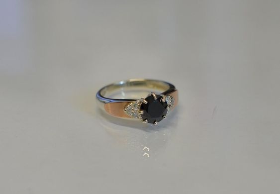 Серебряное кольцо с золотыми вставками 124к 15