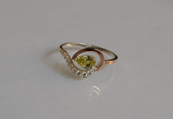Серебряное кольцо с золотыми вставками 15