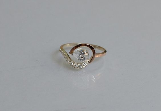 Серебряное кольцо с золотыми вставками 15