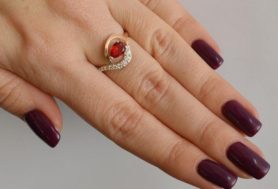 Серебряное кольцо с золотыми вставками 15