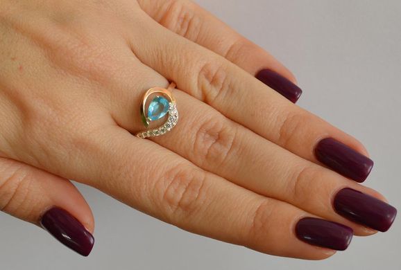 Серебряное кольцо с золотыми вставками 15
