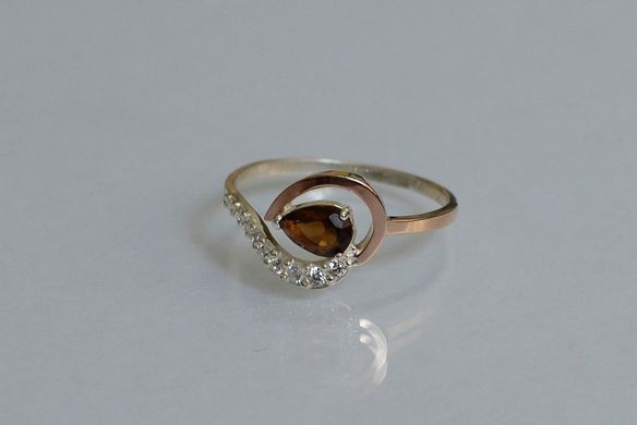 Серебряное кольцо с золотыми вставками 15