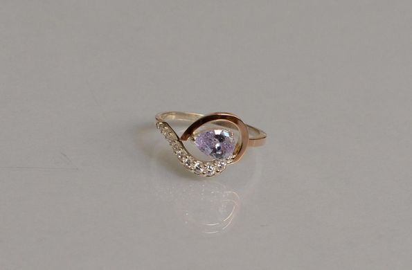 Серебряное кольцо с золотыми вставками 15
