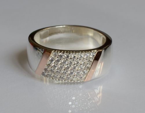 Обручальное кольцо из серебра с золотом Обр33 15