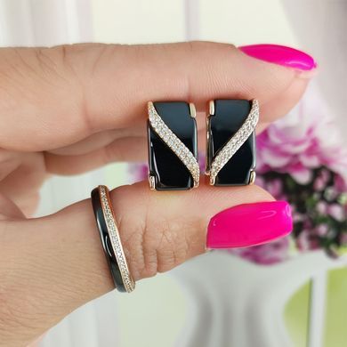 Каблучка кераміка Xuping чорне медичне золото позолота 18К, 20