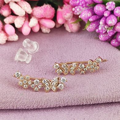 Серьги каффы Xuping Бабочки медицинское золото позолота 18К А/В 1-2231