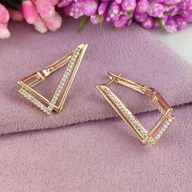 Серьги Xuping Ирис медицинское золото позолота 18К английский замок А/В 1-2509