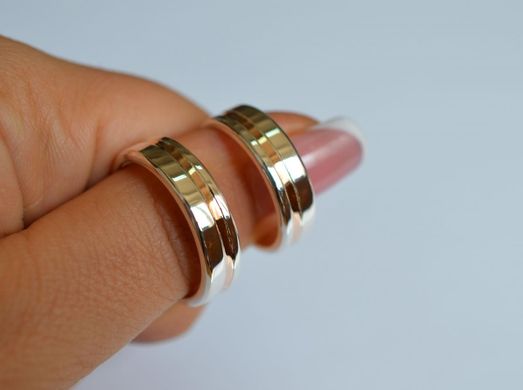 Обручальное кольцо из серебра с золотом Обр41 15