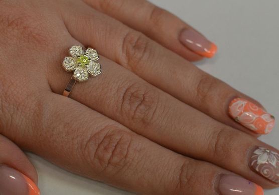 Кольцо серебряное с золотыми пластинами 094к 15