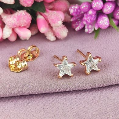 Сережки гвіздочки Xuping Зірочки медичне золото позолота 18К А/В 1-4228 А/В 1-4228 фото Сережки гвіздочки Xuping Зірочки медичне золото позолота 18К А/В 1-4228