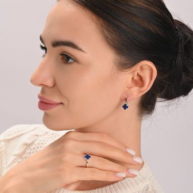 Серебряные серьги с клевером и золотыми пластинами 307с-4