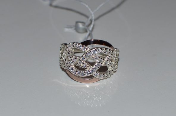 Серебряное кольцо с накладками из золота 069к 15