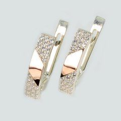 Серебряные серьги с золотыми пластинами (296c)