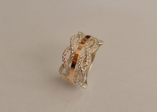 Серебряное кольцо с золотыми вставками 163к 15