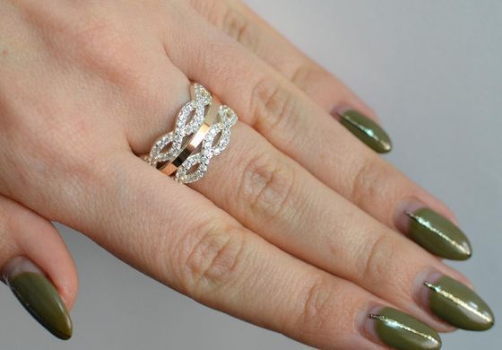 Серебряное кольцо с золотыми вставками 163к 15