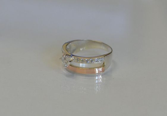 Серебряное кольцо с накладками из золота 031к 15