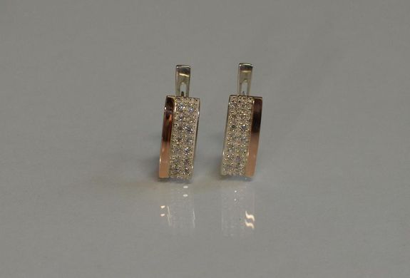Серебряные серьги с накладками из золота 017с