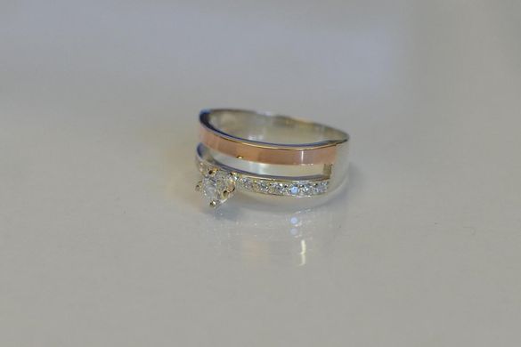 Серебряное кольцо с накладками из золота 031к 15