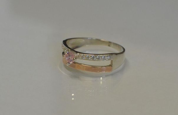 Серебряное кольцо с накладками из золота 031к 15
