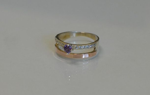 Серебряное кольцо с накладками из золота 031к 15
