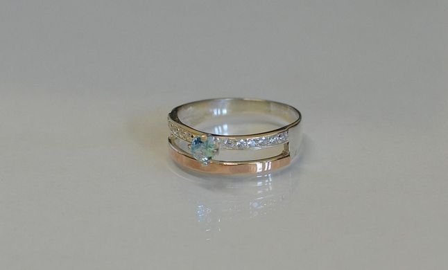 Серебряное кольцо с накладками из золота 031к 15