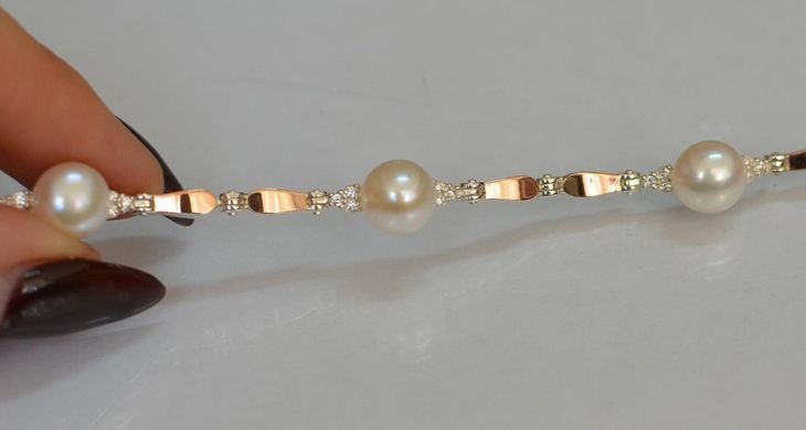 Срібний браслет з перлами Бр19
