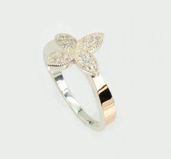 Серебряное кольцо с золотыми вставками 284к 22