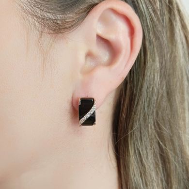 Сережки Xuping кераміка чорна медичне золото позолота 18К англійська застібка А/В 1-4338