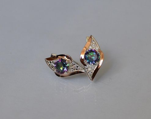 Серебряные серьги с золотыми вставками 145с